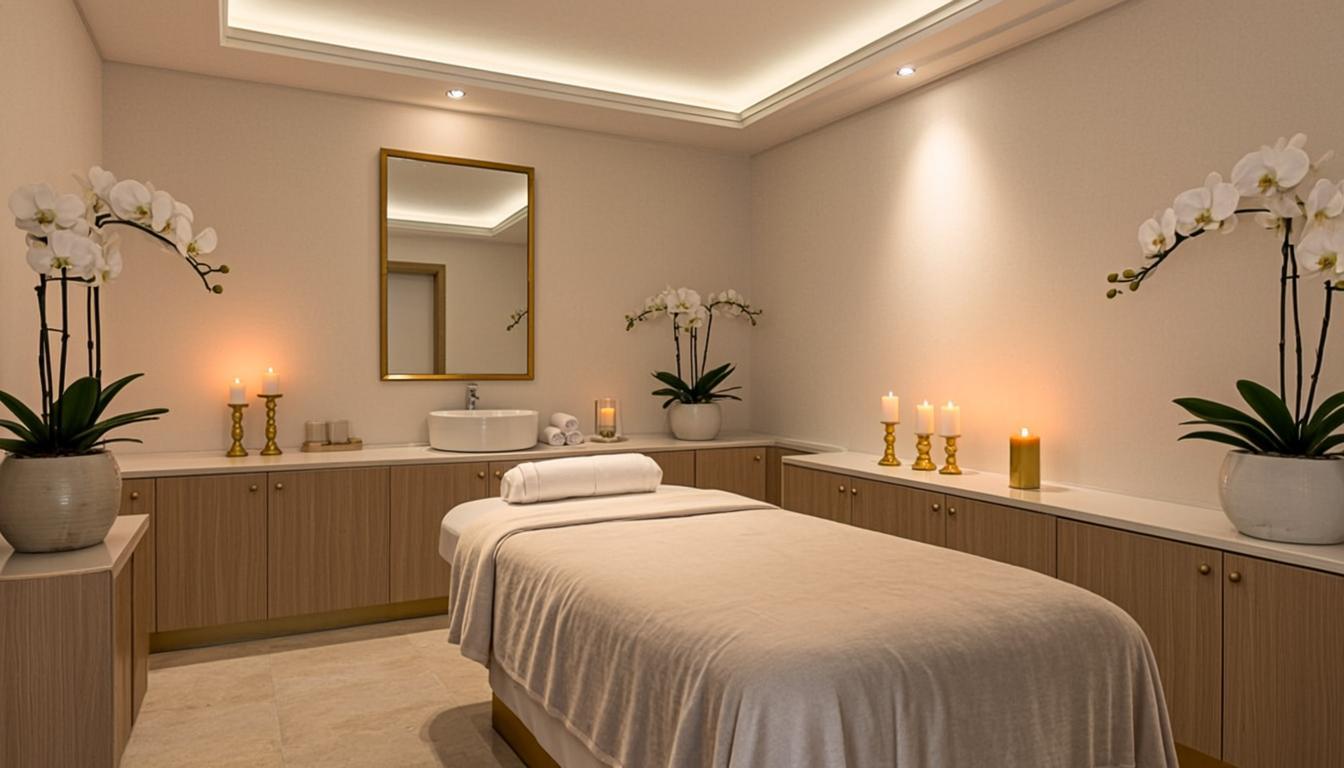 Sakin spa atmosferi - mumlar ve havlular